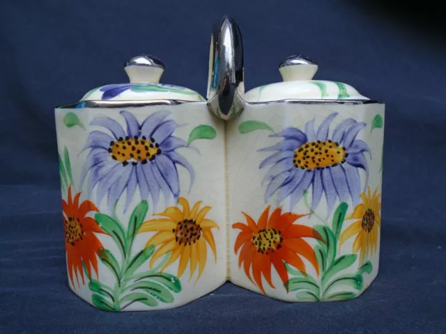 1930's Arthur Wood Handcraft Burslem Twin Octagonal Jam/Honey Pot