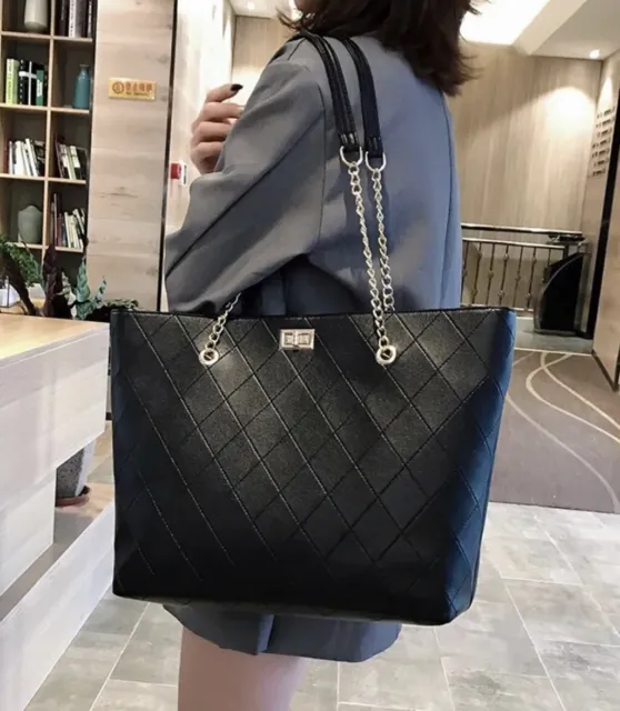 Purse For Women Large Shoulder bag Handbag Full Zip Black New Faux Leather Tote