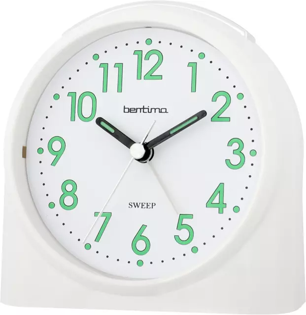 Bentima by Acctim 14702 Sweeper One Non-Tick Alarm Clock, White