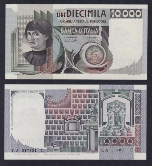 Italie 10000 Livres Del Châtaignier 1976 P 106a Fds Unc- C-10