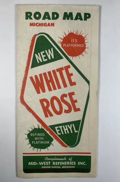 VTG White Rose Gasoline MICHIGAN Rand McNally & Co. Road Map PETROLIANA