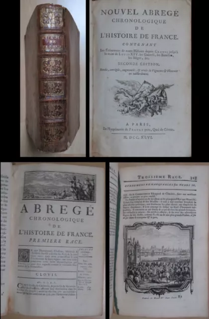 Nouvel abrégé Chronologique de l'histoire de France.  Hénault, 1746. Gravures