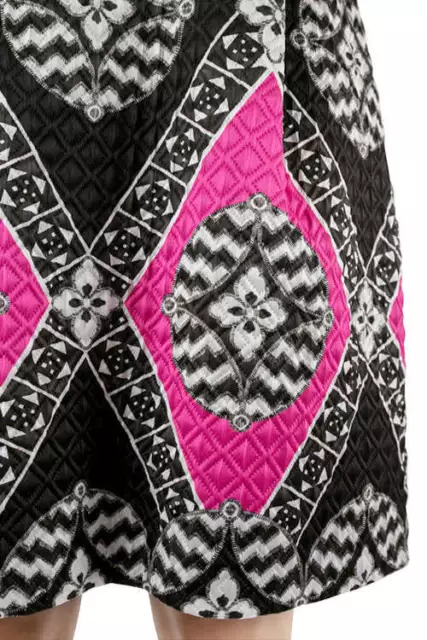 Temperley London Black and Pink Embossed  Quilted Jacquard Mini Skirt 10 🌸 $595 3