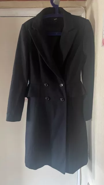 Oasis Smart Wool Blend Ladies Black Winter Warm Coat.size M 12-14.Great Conditio