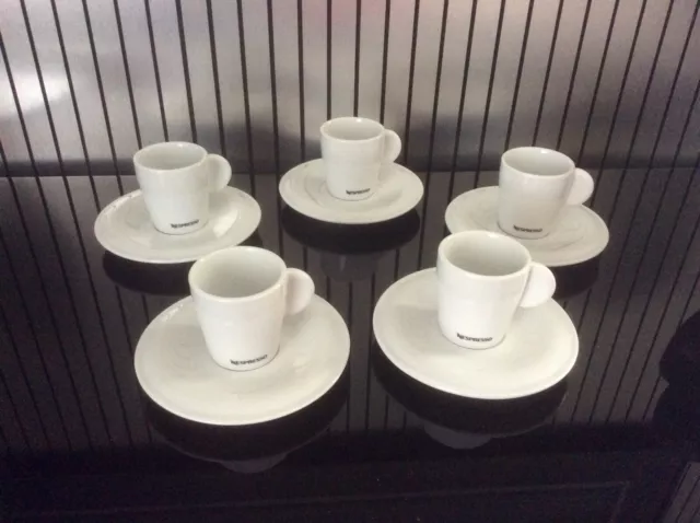 Lot de 5 tasses à café + sous tasses Nespresso, expresso collection professional