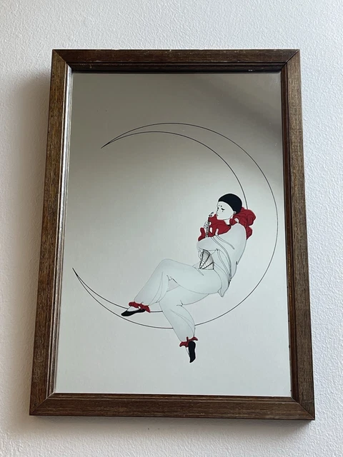MIROIR SÉRIGRAPHIÉ VINTAGE Année 70 Femme Au Parapluie Automne EUR 50