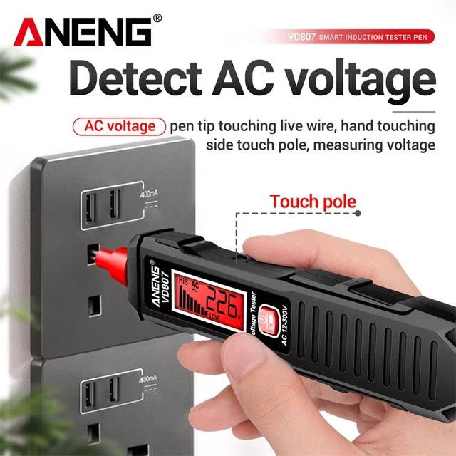 VD807 SMART NCV Voltage Tester 12-300V AC Wire Detector LED Torch Pen ...