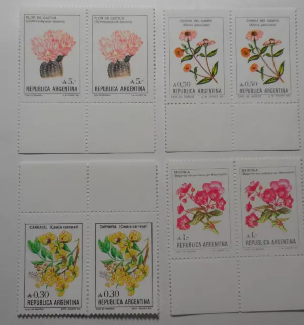 Stampmart : Argentina 1985 Flowers Sc#1522 1523 1524 1526 4 High Values Mnh Pair