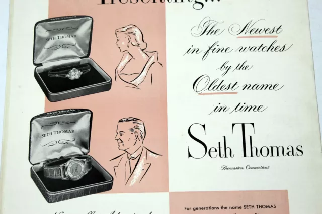 Vintage 1952 SETH THOMAS Watches Print Ad in Color with Prices