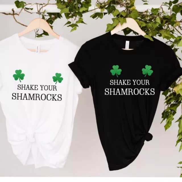 Ladies Shake Your Shamrocks T Shirt Funny Ireland Party St Patrick's Day Irish