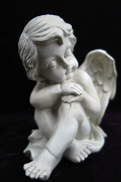 Durmiendo Ángel Figura Escultura Antiguo-Blanco Schlafende de Marfil