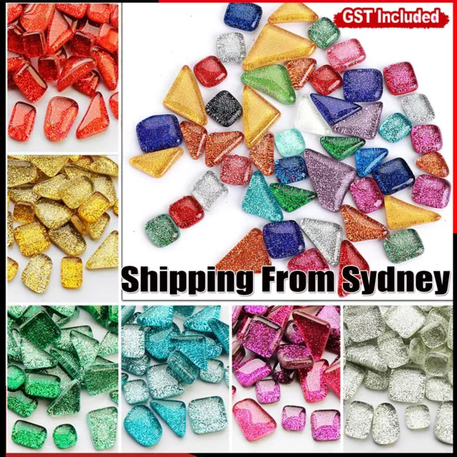 Mixed Glitter Glass Tiles Crystal Mosaic Tiles Kitchen Bathroom Art Craft Supply