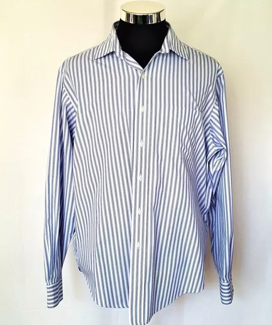 American Eagle Living Dress Shirt  Mens Size XL Stripes Button Front 17-36/37
