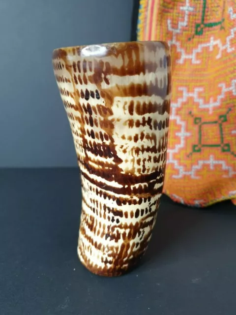 Old Asian Buffalo Horn Vase with wonderful Pattern & Patina beautiful collection