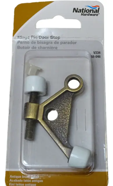 National Hardware N159-046 V234 Hinge Pin Door Stop in Antique Brass Finish