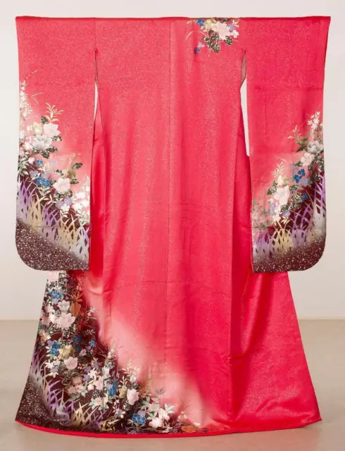 Used Furisode Wedding Wedding Costume Uchikake Women Furisode Kimono Pink Color
