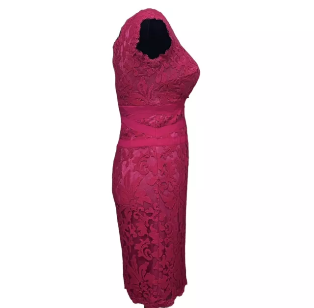 Tadashi Shoji Fuschia Pink Embroidered Lace Tulle Sheath Dress Size 0 3