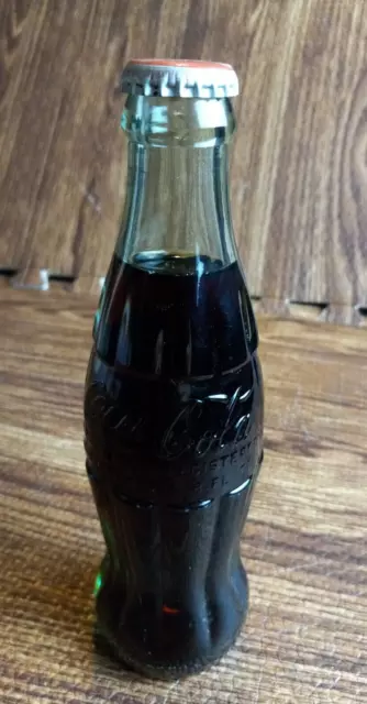 COKE COCA-COLA 6 Ounce FULL GREEN GLASS BOTTLE Evansville IN