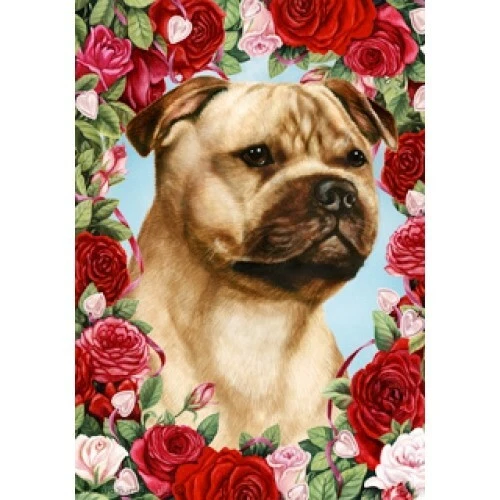 Roses Garden Flag - Fawn Staffordshire Bull Terrier 192451