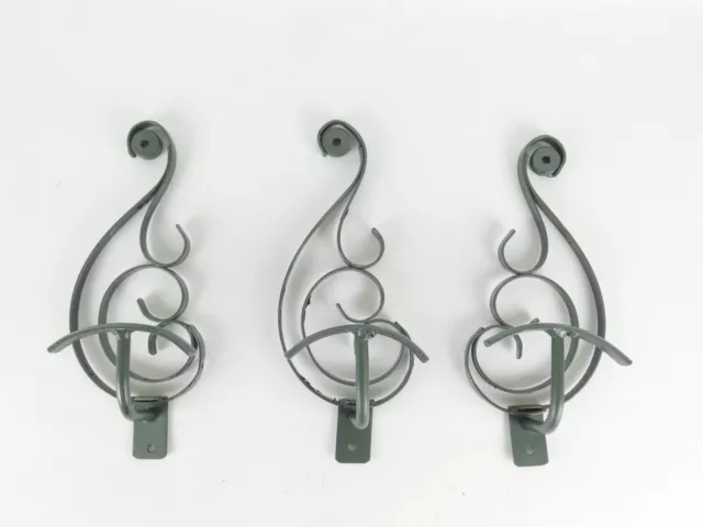 Three Coat Hangers Wrought Iron Forged by Hand Decorated A Scroll CH3