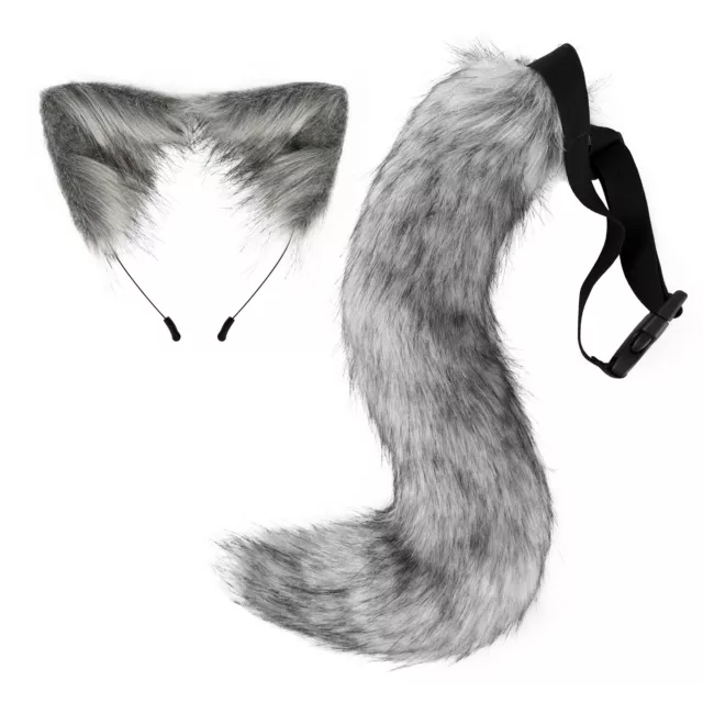 Adult Animal Cosplay Soft Faux Fur Cat Ears Role Play Plush Fox Tail Halloween