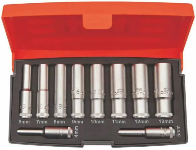 BAHCO S0810L 10pce METRIC 1/4” DRIVE DEEP SOCKET SET