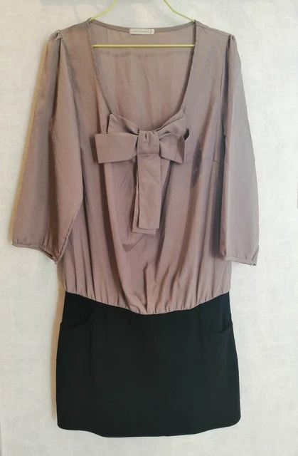 Robe Fruit De La Passion - Taille 40 - Taupe Et Noire - Occasion Très Bon état