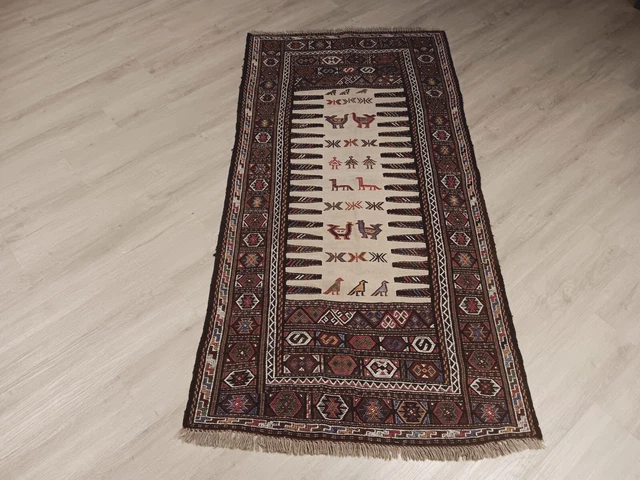 3x6 Gorgeous Flat Weave Reversible Kilim Vegetable Dye Handmade Wool Rug 582833