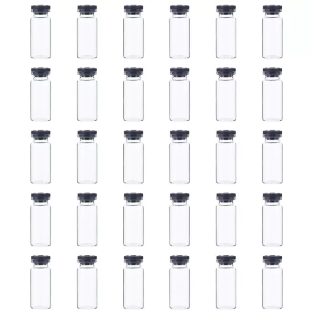 30 Pcs Vial with Cap Clear Vials Glass Bottles Lids Headspace