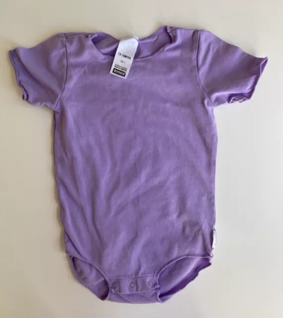 Bonds baby girl size 12-18 months purple short sleeve bodysuit, GUC