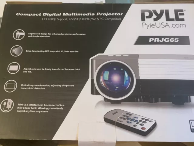 PYLE PRJG65 Compact HD Digital Multimedia Home Projector USB PC MAC