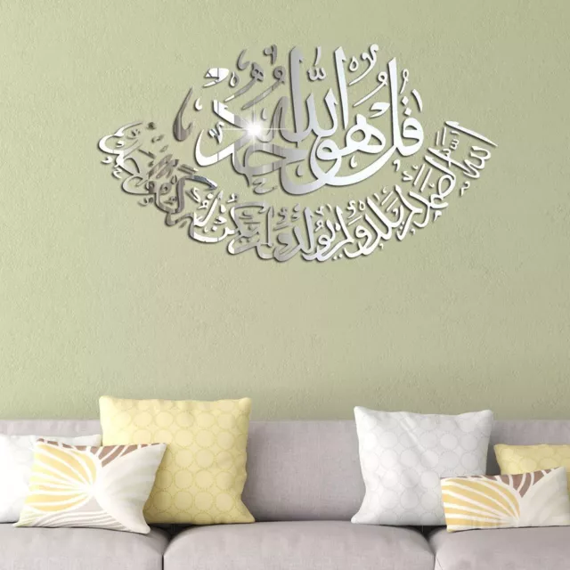 Muslim Islamic Mirror Wall Stickers Acrylic 3D Home Decor Vinyl Decals Removable