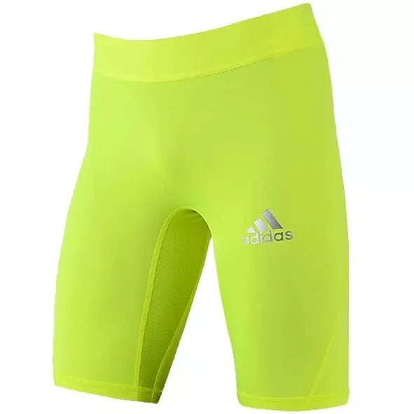 Adidas Alphaskin Sprint Short Tight Techfit Kompression Hose kurz Laufhose Neon