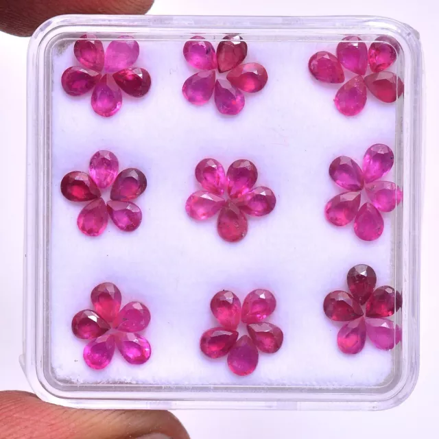 45 Pcs Natural Mozambique Ruby Rich Red 4mm 3mm Pear Faceted Cut Loose Gemstones