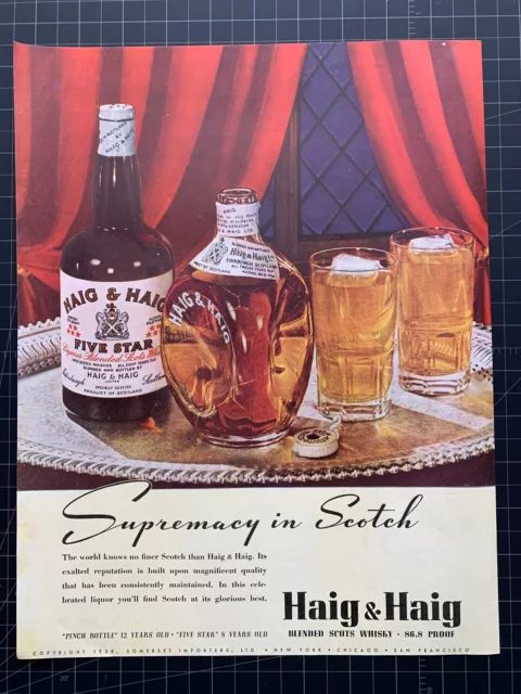 Vintage 1938 Haig & Haig Scotch Whiskey Print Ad