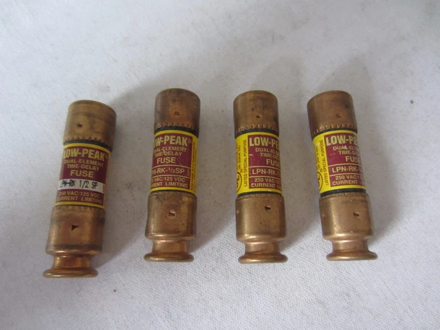 Lot De 4 Bussmann LPN-RK-1/2SP Fusibles 0.5A 0.5 Amp Testé