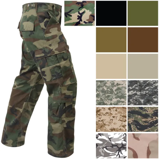 Washed Paratrooper Fatigue Pants Cargo Camo Army Tactical Military Trousers