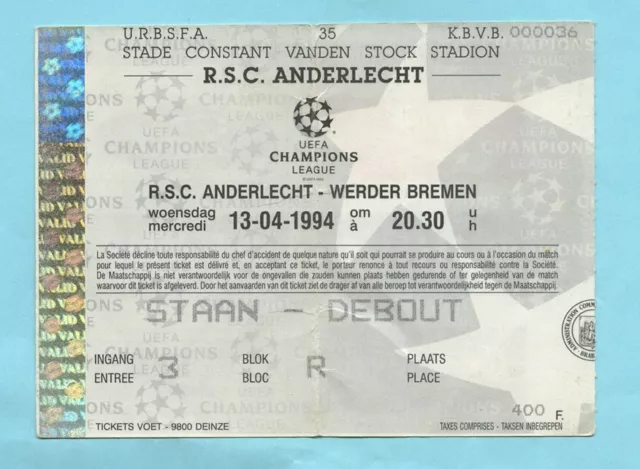 1993/94 --- RSC Anderlecht - Werder Bremen --- Champions League