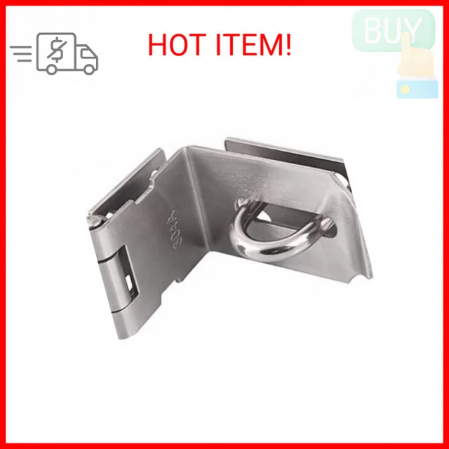 4 Inch Door Hasp Latch 90 Degree, Stainless Steel Safety Right Angle Padlock Has