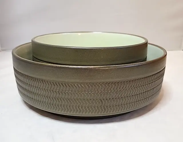 DENBY Made in England Green Stoneware Serving Bowl Set of 2