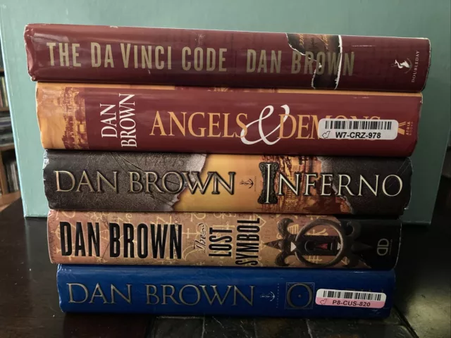 Lot of 5 Robert Langdon Series Hardcover Books by Dan Brown, Davinci Code + More