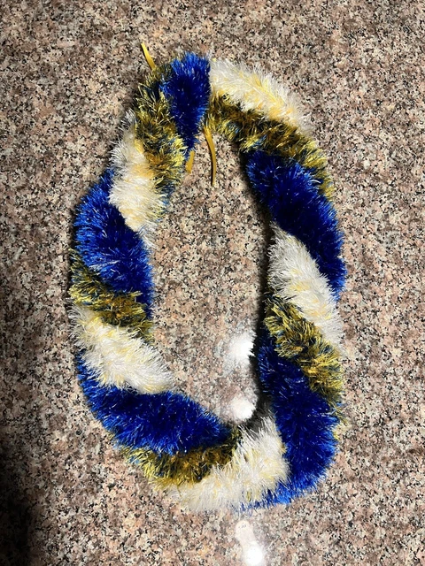Eyelash Lei Royal Blue, Gold & White Sparkle - 3 Strands