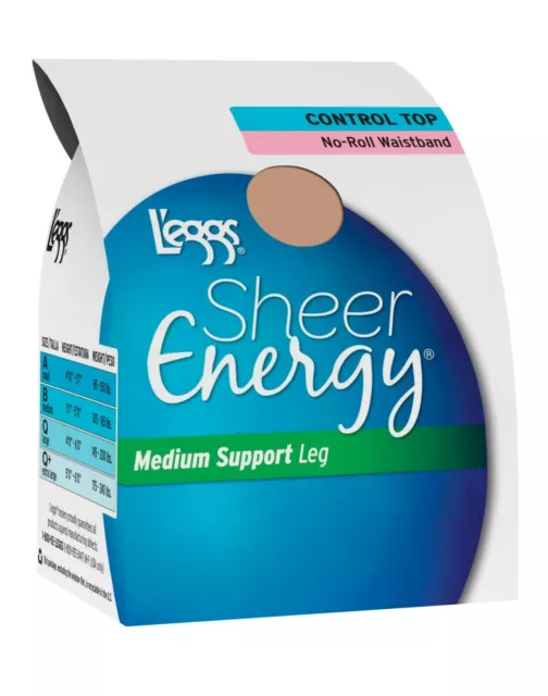Leggs Sheer Energy "NUDE" No-Roll - Control Top Pantyhose - Size A (#92876)