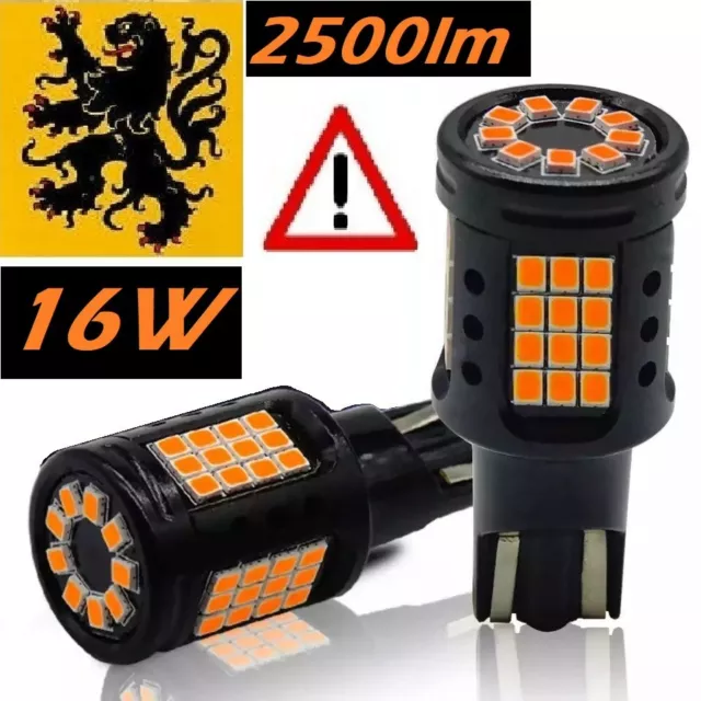 2x T15 WY16W W16W LED THP 2500lm 57SMD 1800k JAUNE AMBRE 12V 16W ANTI ERREUR HQ