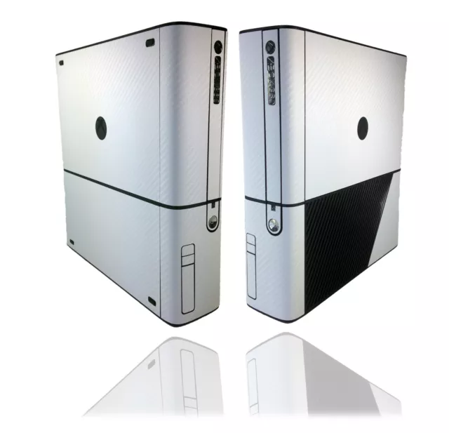 Textured White Carbon Skin Sticker For XBOX 360 E Super-Slim Decal Cover Wrap