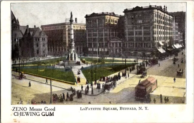 Advertising Postcard Zeno Chewing Gum Lafayette Square Buffalo NY New York B-774