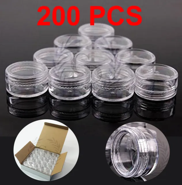 Pack de 200 pots d'échantillons de 5 grammes couvercle transparent pot maquillage cosmétique baume à lèvres