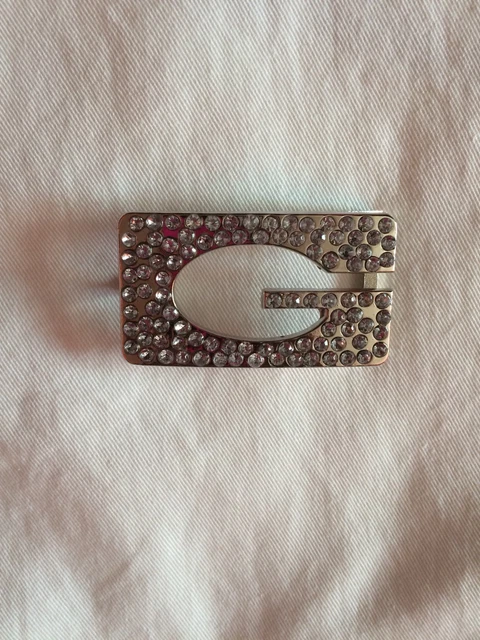 Fibbia da cintura di design Guess scintillante metallo argento tonalità argento autentica