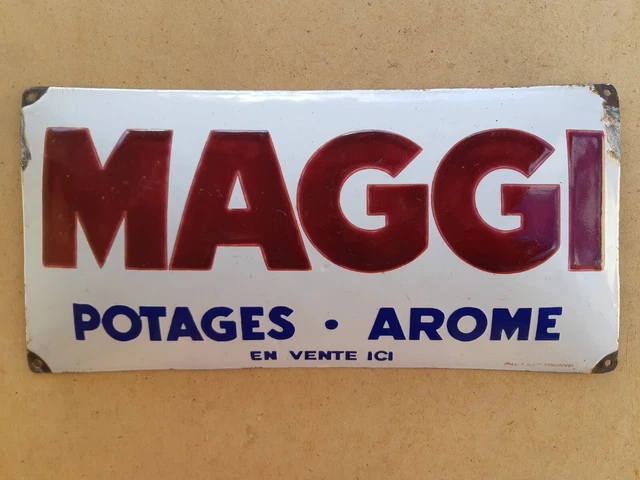Ancienne Plaque émaillée Publicitaire Maggi Arome - Émaillerie ED. Jean