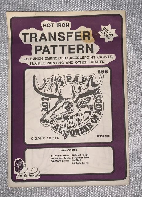 C2 '89 Bonito Punzón Bordado Hierro Codificado Por Colores Patrón De Transferencia 868 Alces